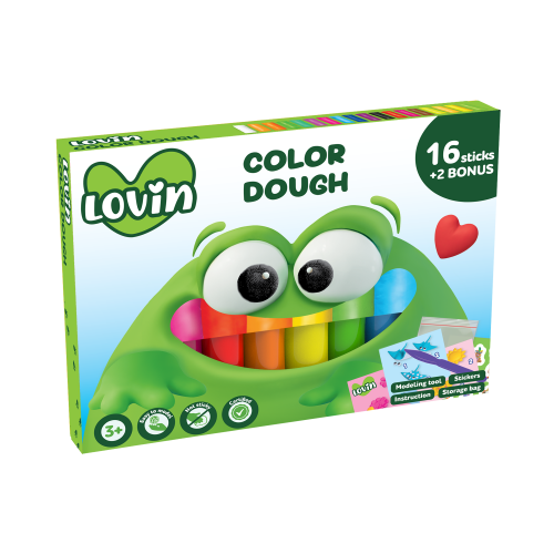 Radošais komplekts Modelēšanas mīkla Play Dough - 16+2 krāsas 210 g.  (3901)